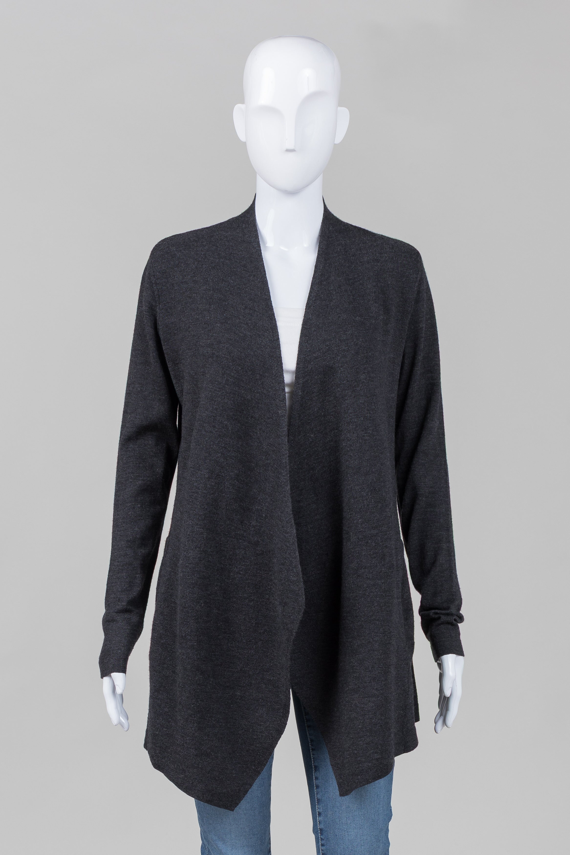 Eileen Fisher Charcoal Open Front Cardigan w/ Pockets (XS)