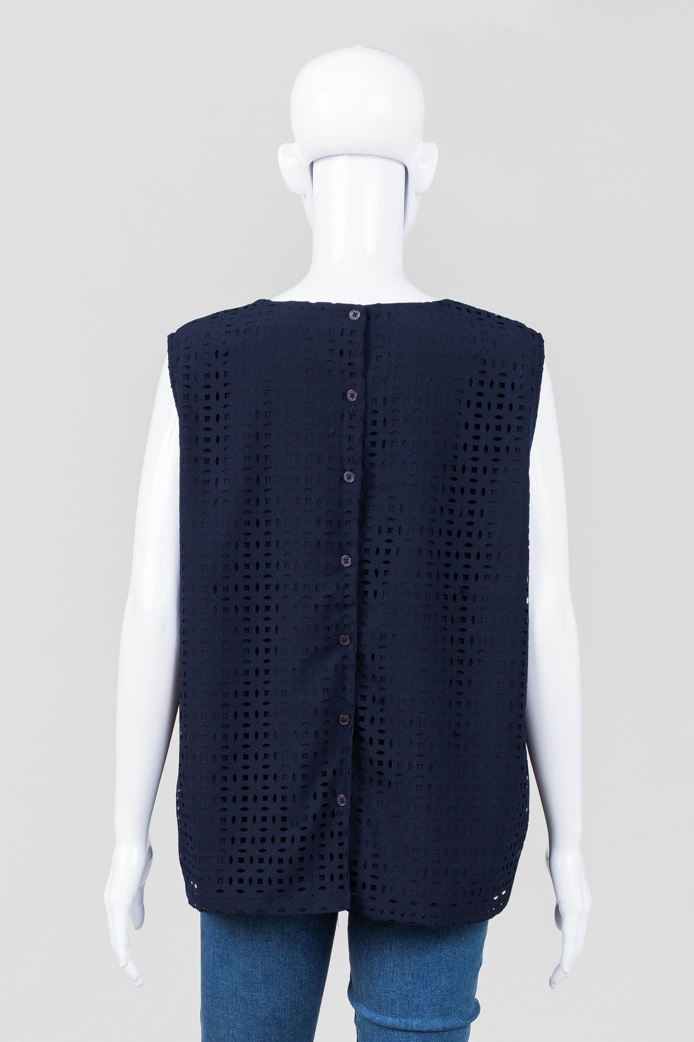 Cynthia Rowley Navy Laser Cut Double Layered Shell (XL)