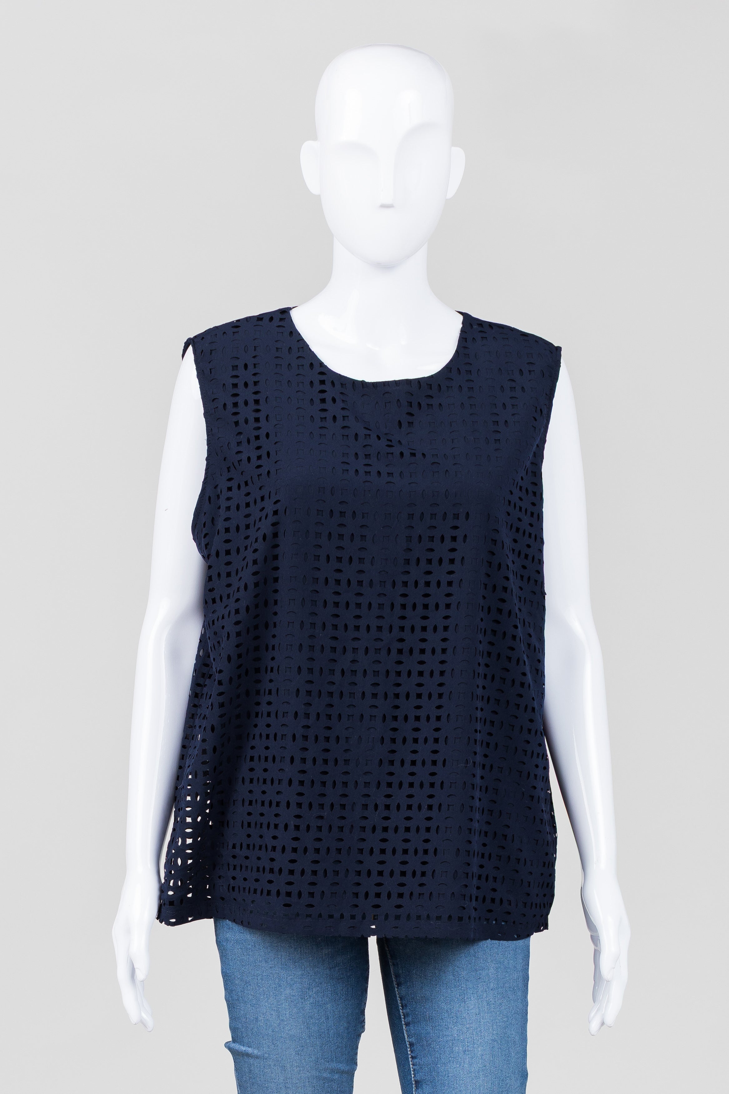 Cynthia Rowley Navy Laser Cut Double Layered Shell (XL)