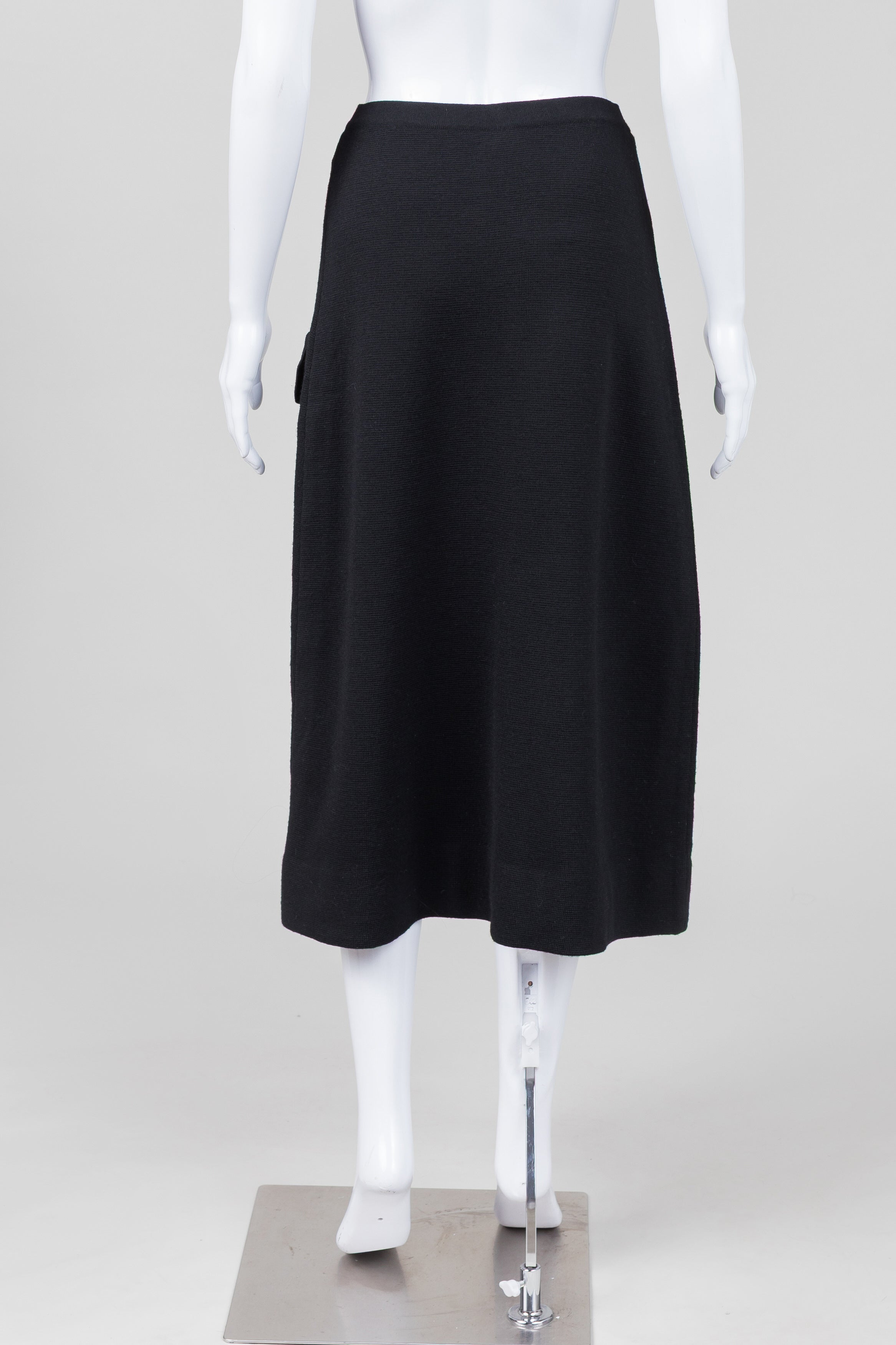Vintage Black Doubleknit Button Front Skirt (14)