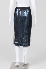 Load image into Gallery viewer, Kedziorek Black Skirt w/ Midnite Blue Sequin &amp; Netting Pencil Skirt (36, 38 &amp; 42 available) *New w/ tags $289

