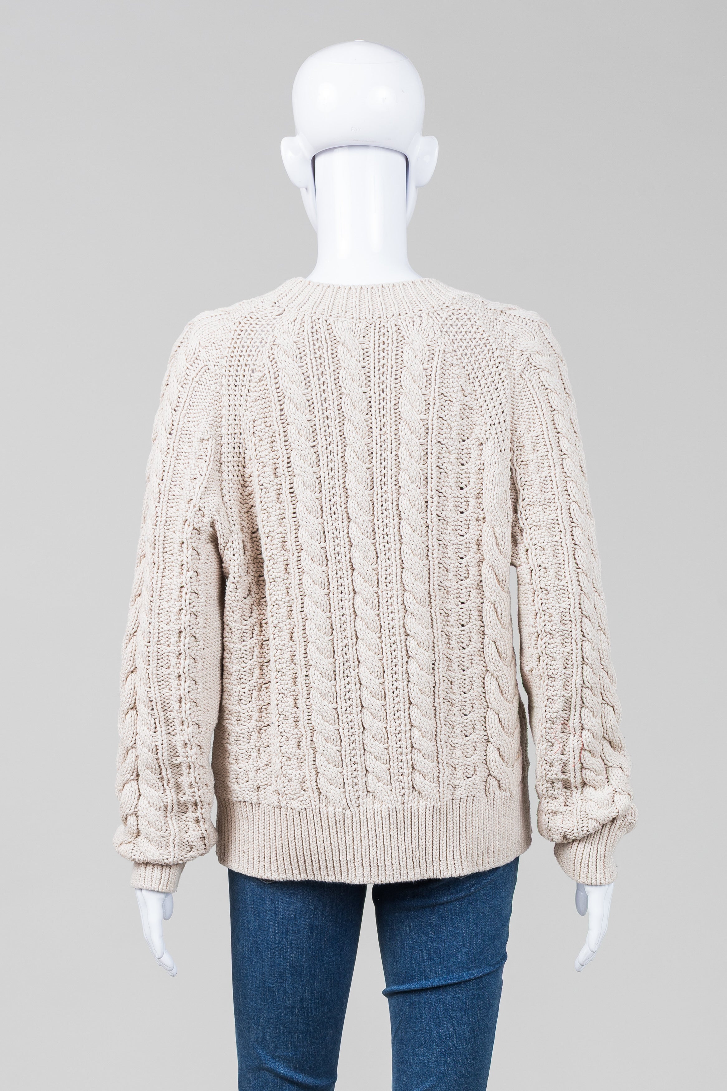 COS Beige Cableknit Crewneck Sweater (M)