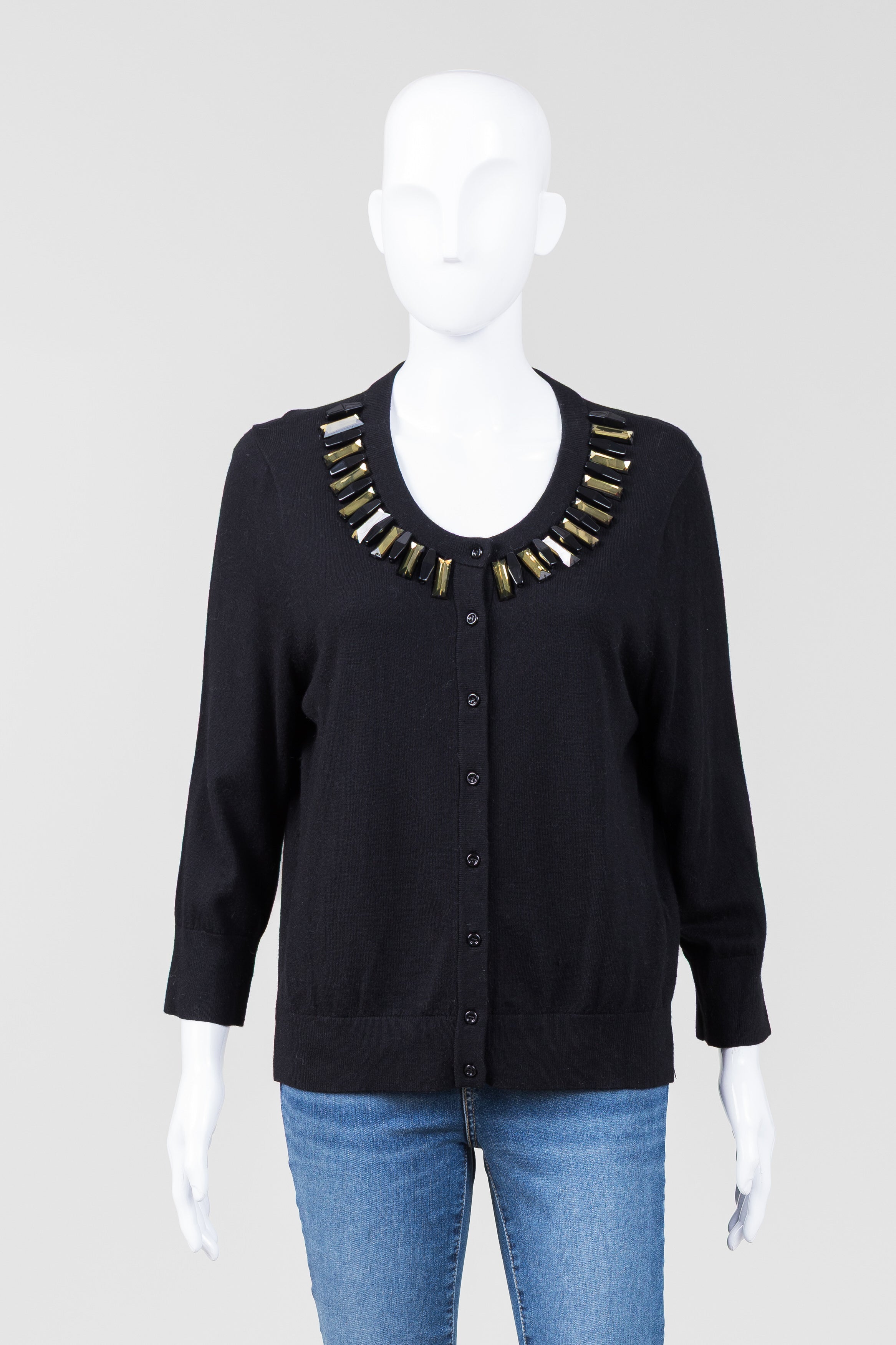 Kate Spade Black U-Neck Cardigan w/ Beading