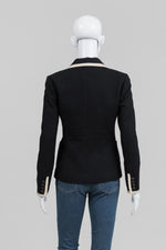 Load image into Gallery viewer, J Crew Black Blazer w/ Ivory Satin Trim (2)
