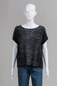 Eileen Fisher black and white oversized sleeveless pullover sweater (XXS)