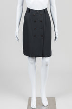 Load image into Gallery viewer, Emanuel Gunmetal Wrap Skirt w/ Double Row of Buttons (12)
