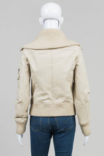 Load image into Gallery viewer, Mango Bone Leather Bomber Jacket (S)
