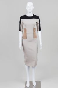 Victoria Beckham Black/Taupe Colourblock Dress (6)