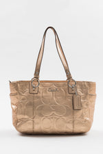 Load image into Gallery viewer, Coach Gold leather small dual strap tote
