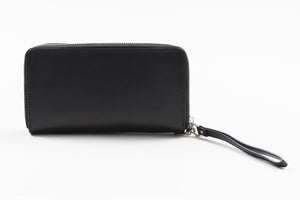 Danier black leather dual zipper wallet