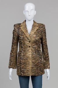 Escada Vintage Animal Print Leather Jacket (36)