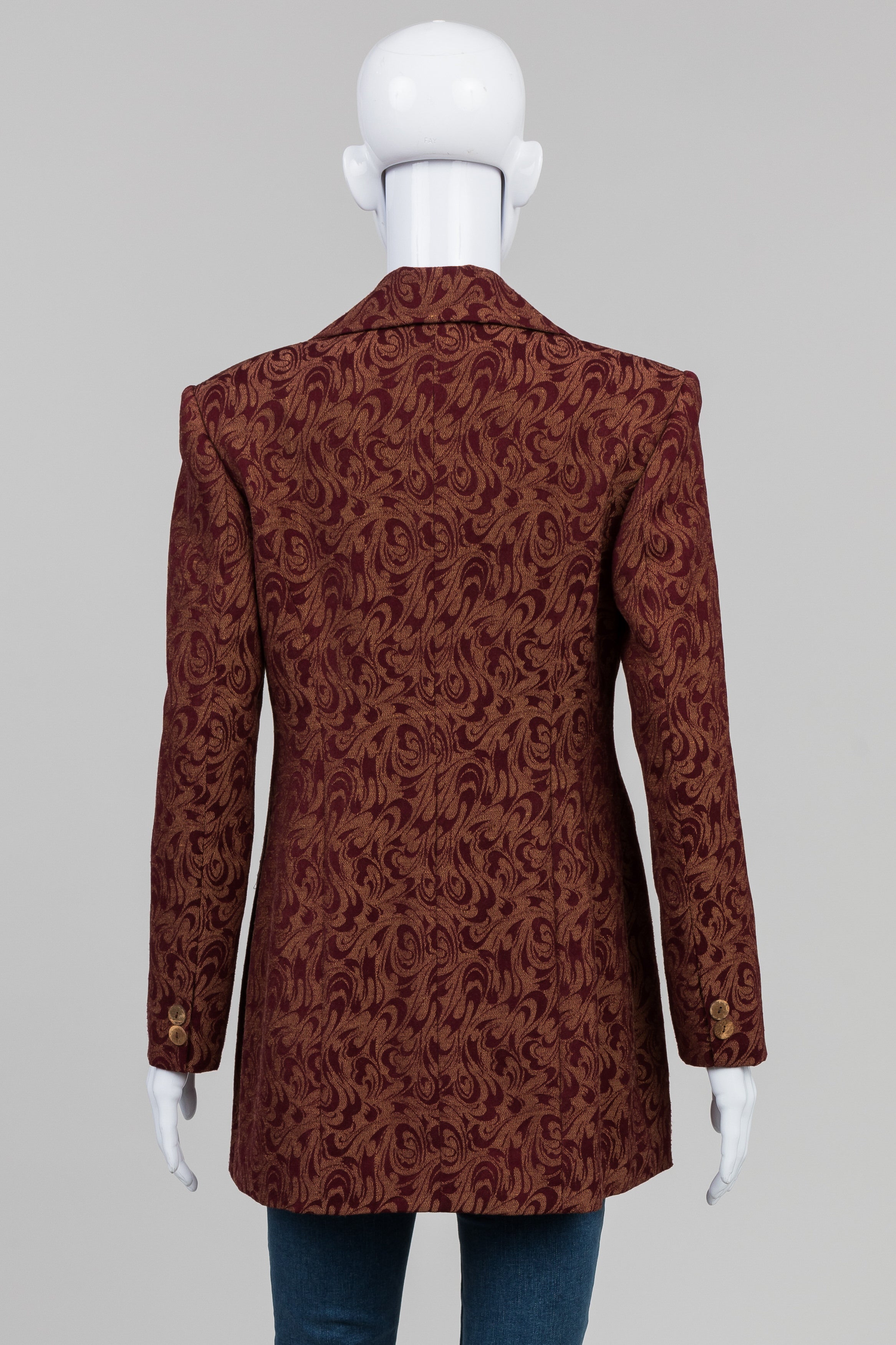 Vintage burgundy jacquard blazer