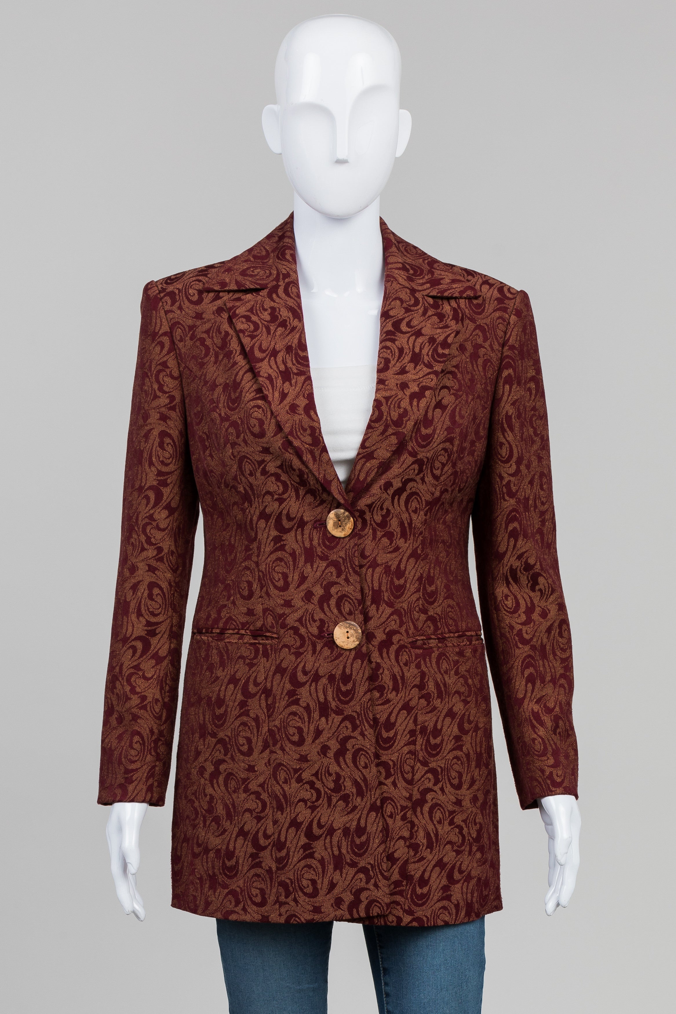 Vintage burgundy jacquard blazer