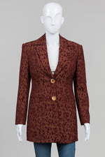 Load image into Gallery viewer, Vintage burgundy jacquard blazer
