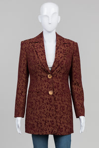 Vintage burgundy jacquard blazer