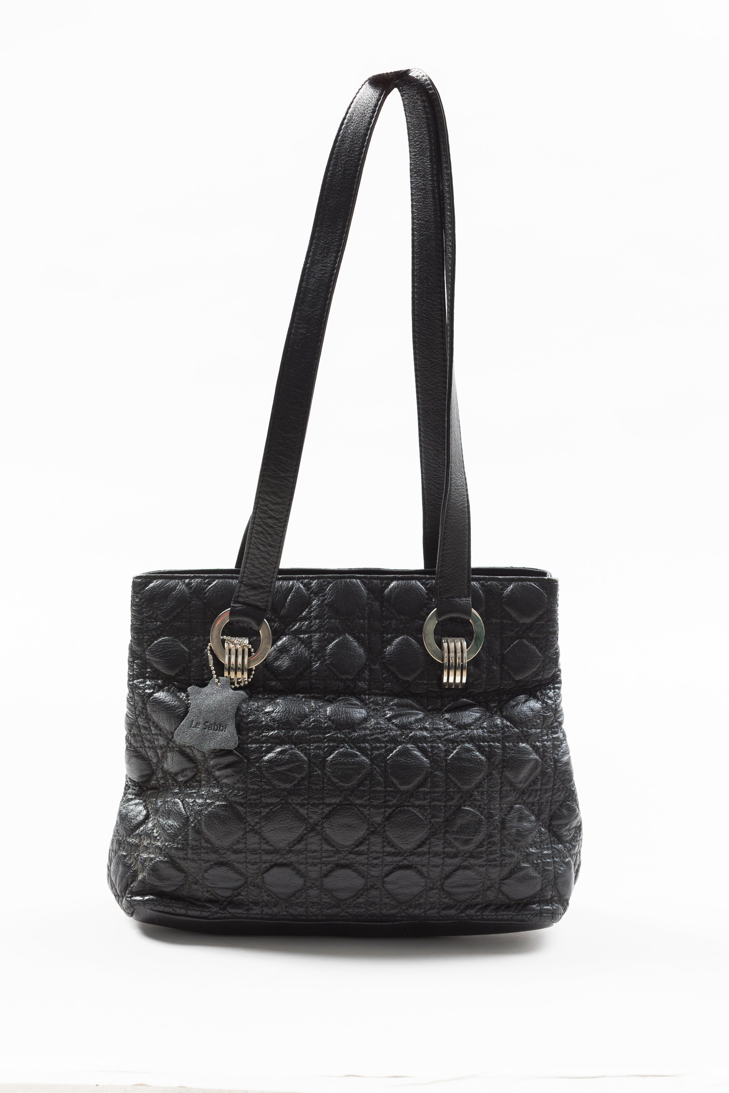 Black Le sabbi leather handbag with silver hardware