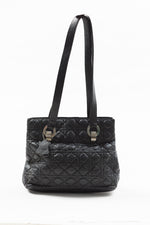 Load image into Gallery viewer, Black Le sabbi leather handbag with silver hardware
