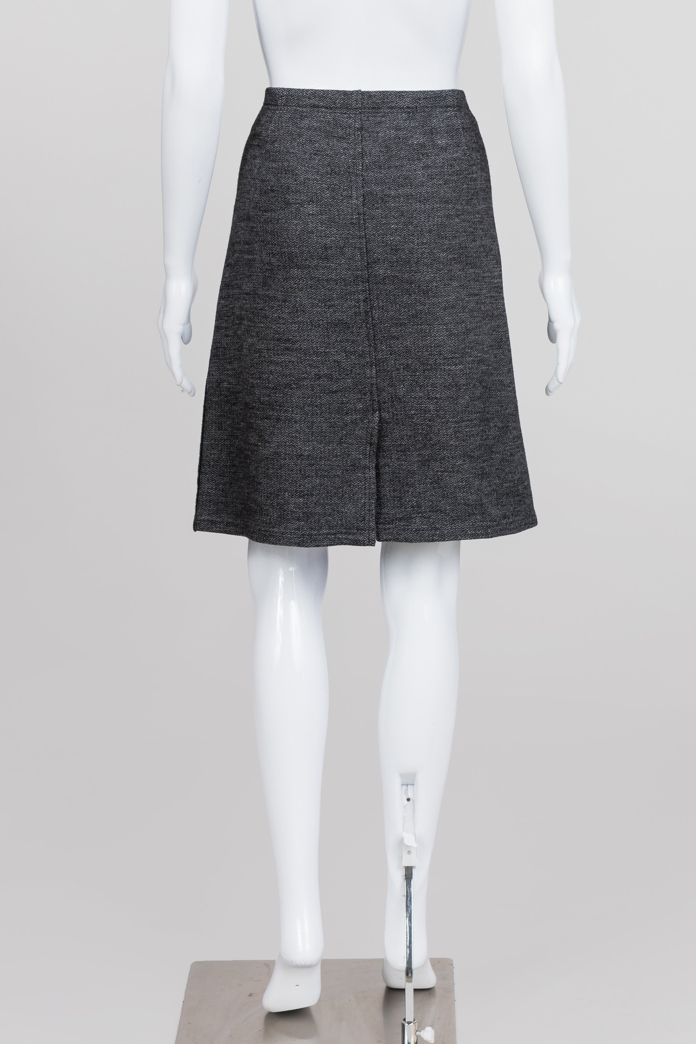 Eileen Fisher Charcoal Herringbone Knit Pencil Skirt (M)