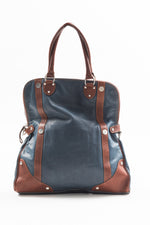 Load image into Gallery viewer, Firenze large jeans blue leather folding flap shoulder bag
