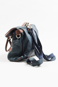 Firenze large jeans blue leather folding flap shoulder bag