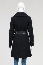 Load image into Gallery viewer, Mackage black zip coat w/ leather trim (XS)
