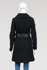 Mackage black zip coat w/ leather trim (XS)