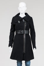 Load image into Gallery viewer, Mackage black zip coat w/ leather trim (XS)
