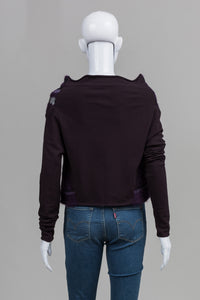 Sarah Pacini Purple Multistitch Cowlneck Sweater (O/S)