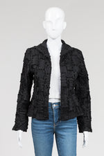 Load image into Gallery viewer, Samuel Dong Black Ribbon Zip Jacket (M)
