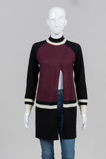 Load image into Gallery viewer, Astrid Andersen Black/Purple/White Colourblock Open Front Sweater (M)
