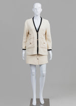 Load image into Gallery viewer, Maje cream with black trim 2 pce skirt suit (38)
