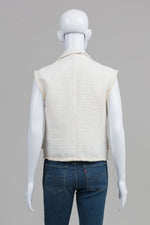 Load image into Gallery viewer, NU Cream double breasted vest with lettering on front (S)
