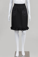 Load image into Gallery viewer, Milk Black Pencil Skirt w/ Ruffle &amp; Applique Pockets
