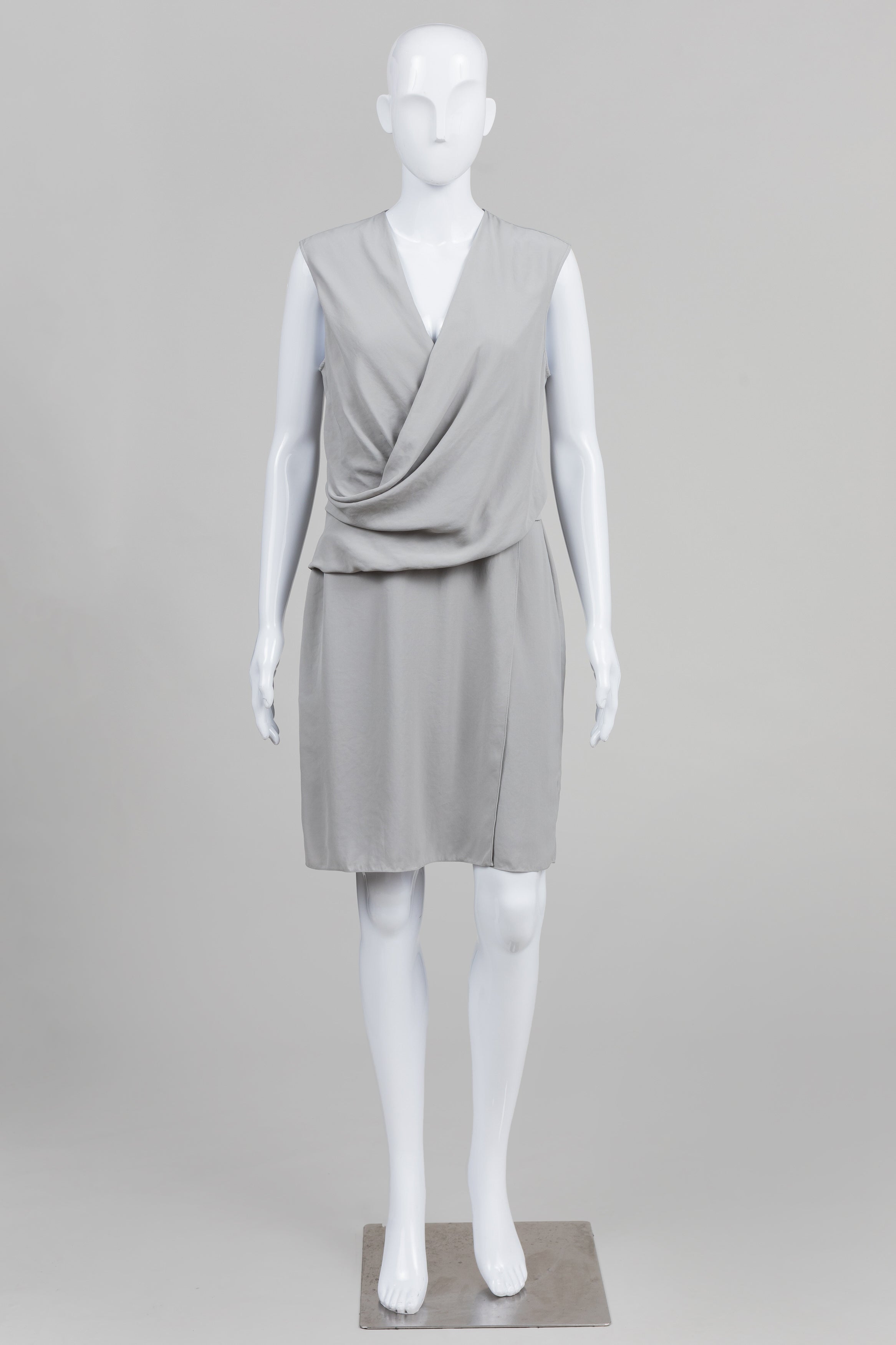Helmut Lang grey sleeveless wrapover dress (M) *New w/ tags