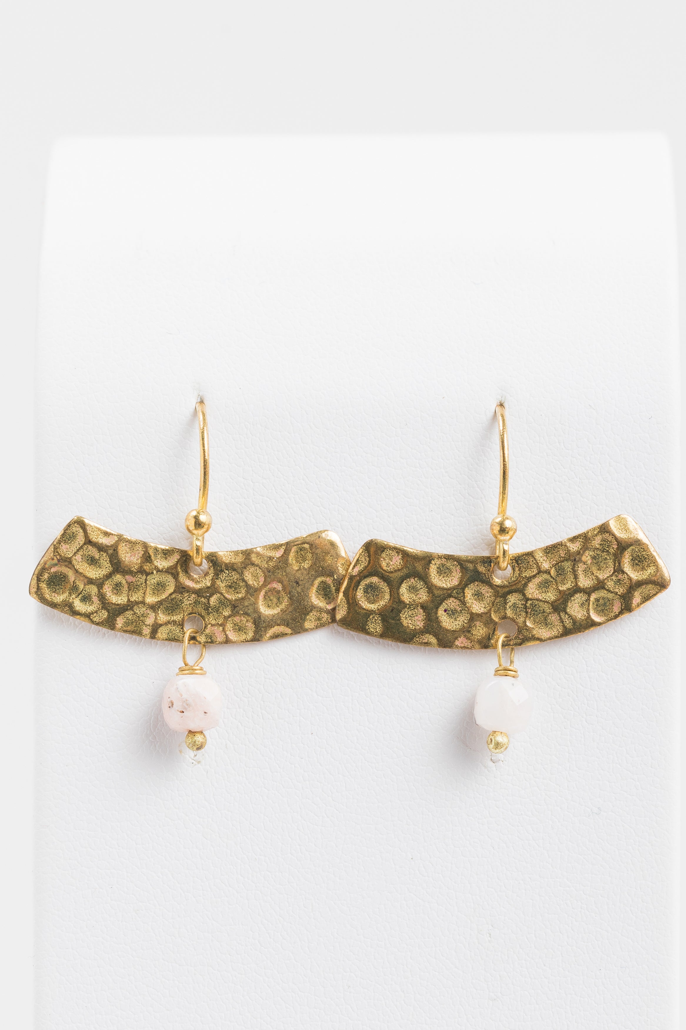 Larki Designs Gold Horizontal & Pink Drop Earrings