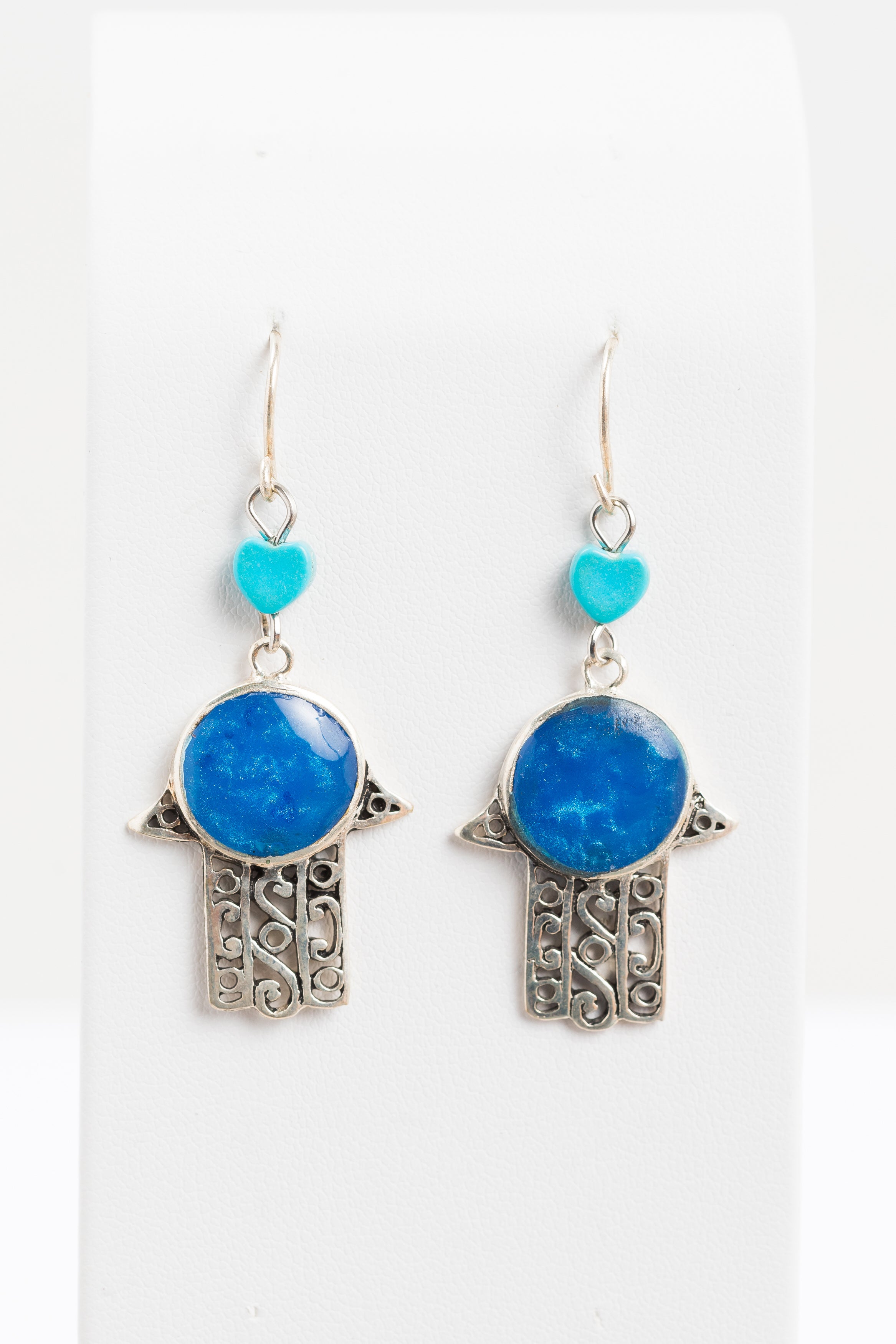 Larki Designs Silver & Blue Enamel Earrings