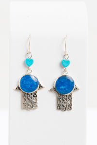 Larki Designs Silver & Blue Enamel Earrings