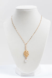 Larki Designs Gold Chain & Charm w/ Quartz Necklace