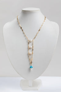 Larki Designs Gold Chain, 3 Pearls & Mushroom Charm Necklace