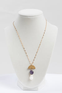 Larki Designs Gold Chain, Amethyst & Pearl Necklace