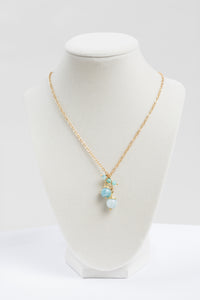 Larki Designs Gold Chain & Blue Bead Charms Necklace