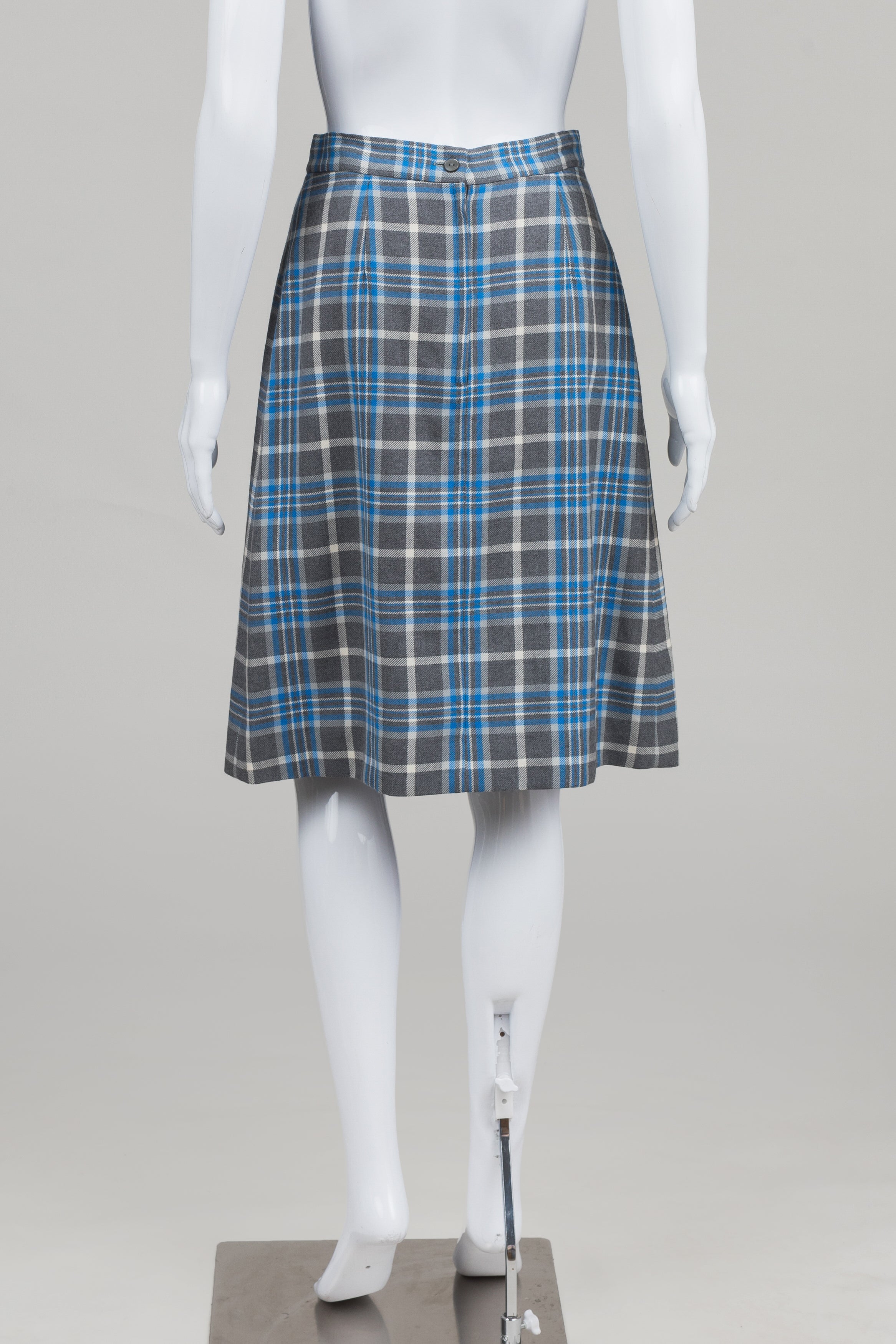 Dalkeith Vintage Grey/Blue Plaid Pleated Skirt (12)