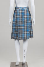 Load image into Gallery viewer, Dalkeith Vintage Grey/Blue Plaid Pleated Skirt (12)
