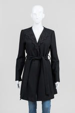 Load image into Gallery viewer, Mystree Black Belted Coat w/ Lace Lapel (M)
