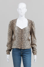 Load image into Gallery viewer, Frame Silk Animal Print Peplum Sweetheart Neck Top (S/P)
