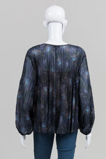 Load image into Gallery viewer, Vince Blue/Purple Print Pleated Poet&#39;s Blouse (S)
