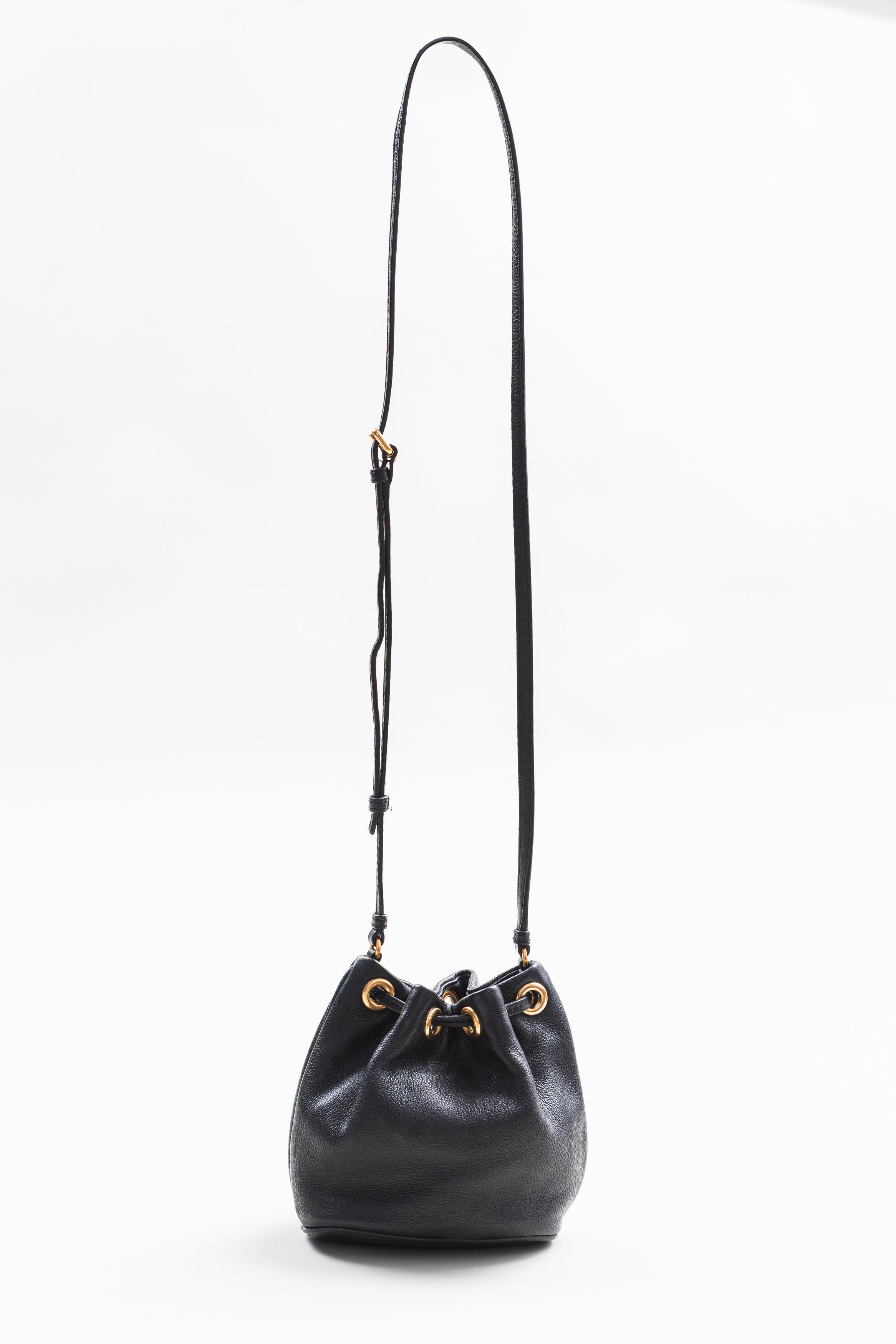 Marc Jacobs Black Leather Bucket Bag with Gold hardwear