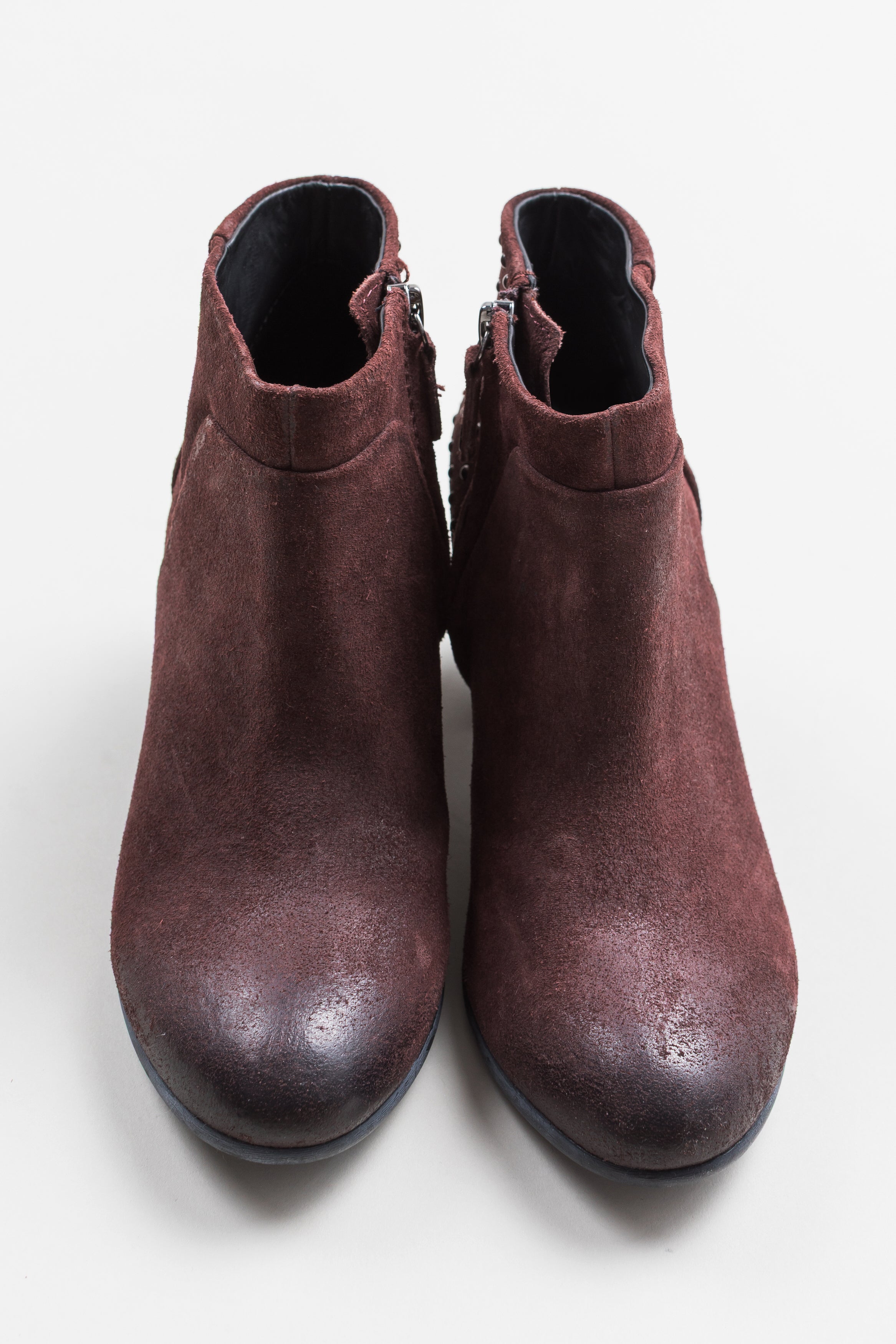 Geox Brown Studded Ankle Boots with Block-heel