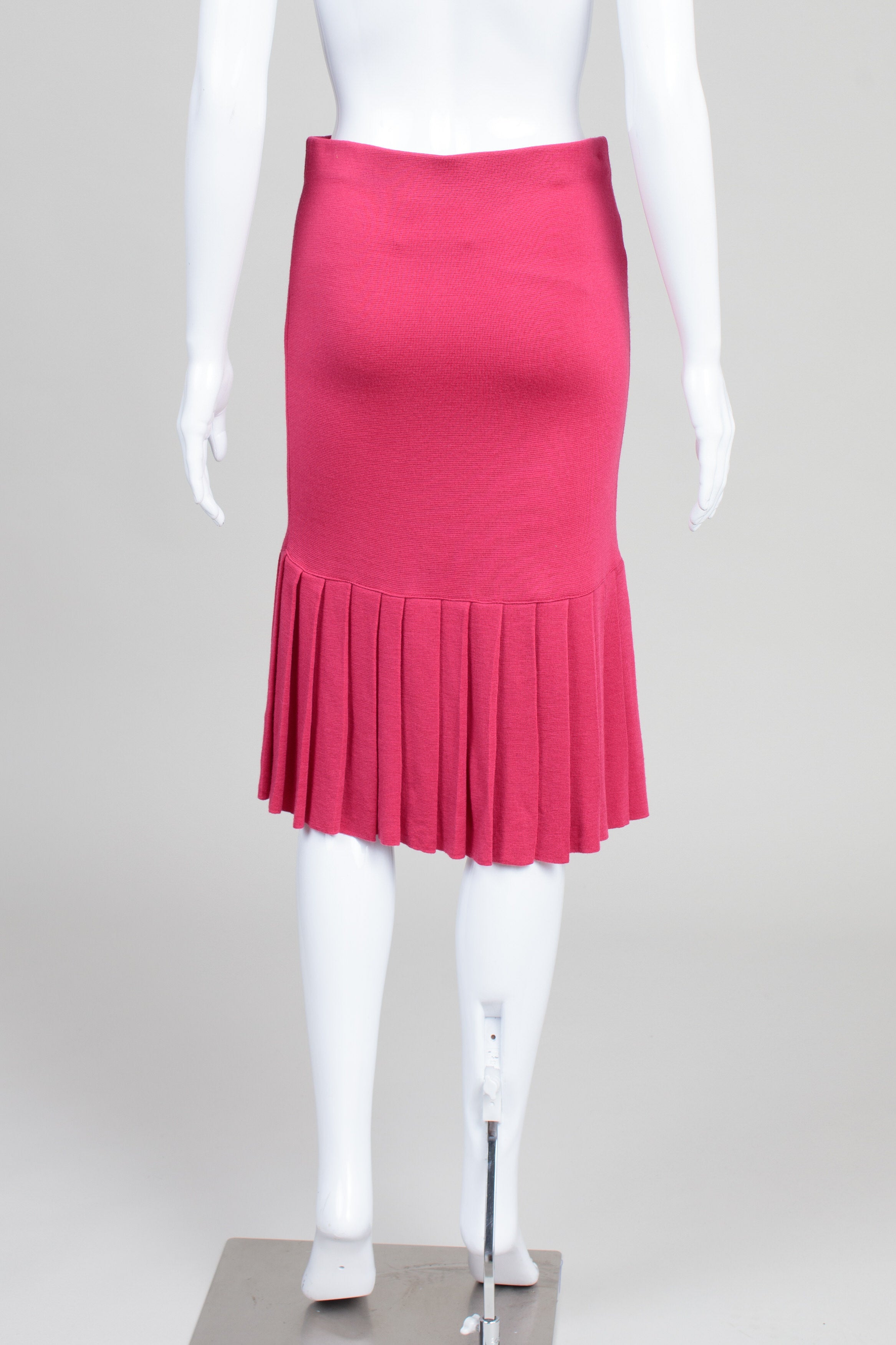 Jilles Dufour Vintage Hot Pink Knit Skirt w/ Pleated Hem (40)