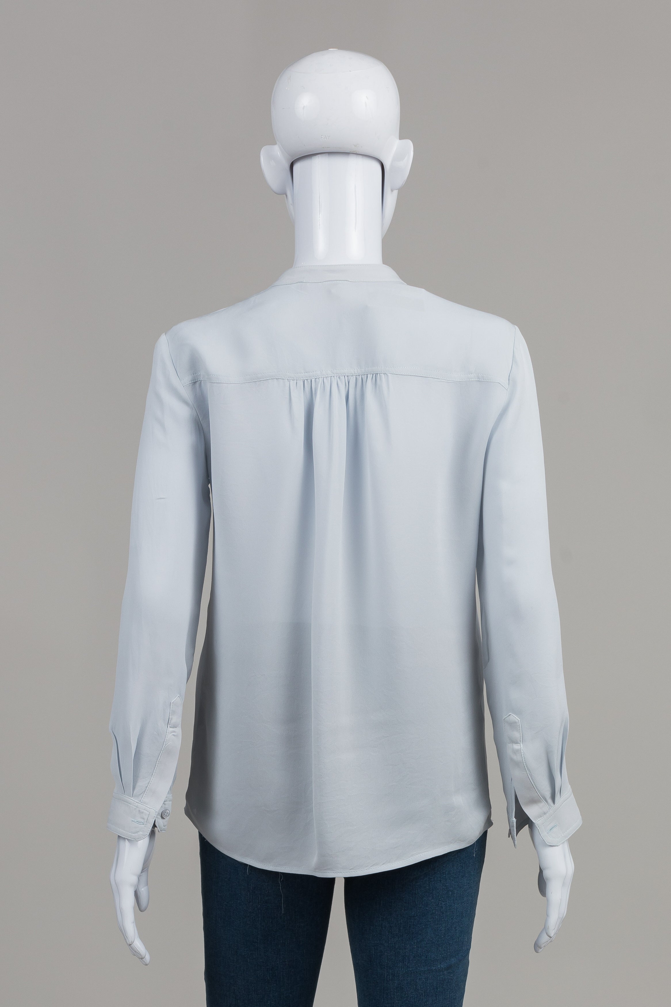 Judith & Charles Light Blue Silk Collarless Shirt (2)